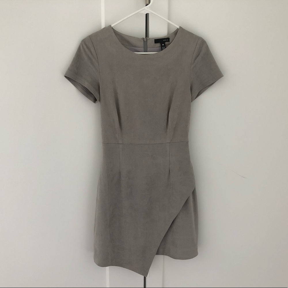 Faux Suede Light Gray Envelope Dress